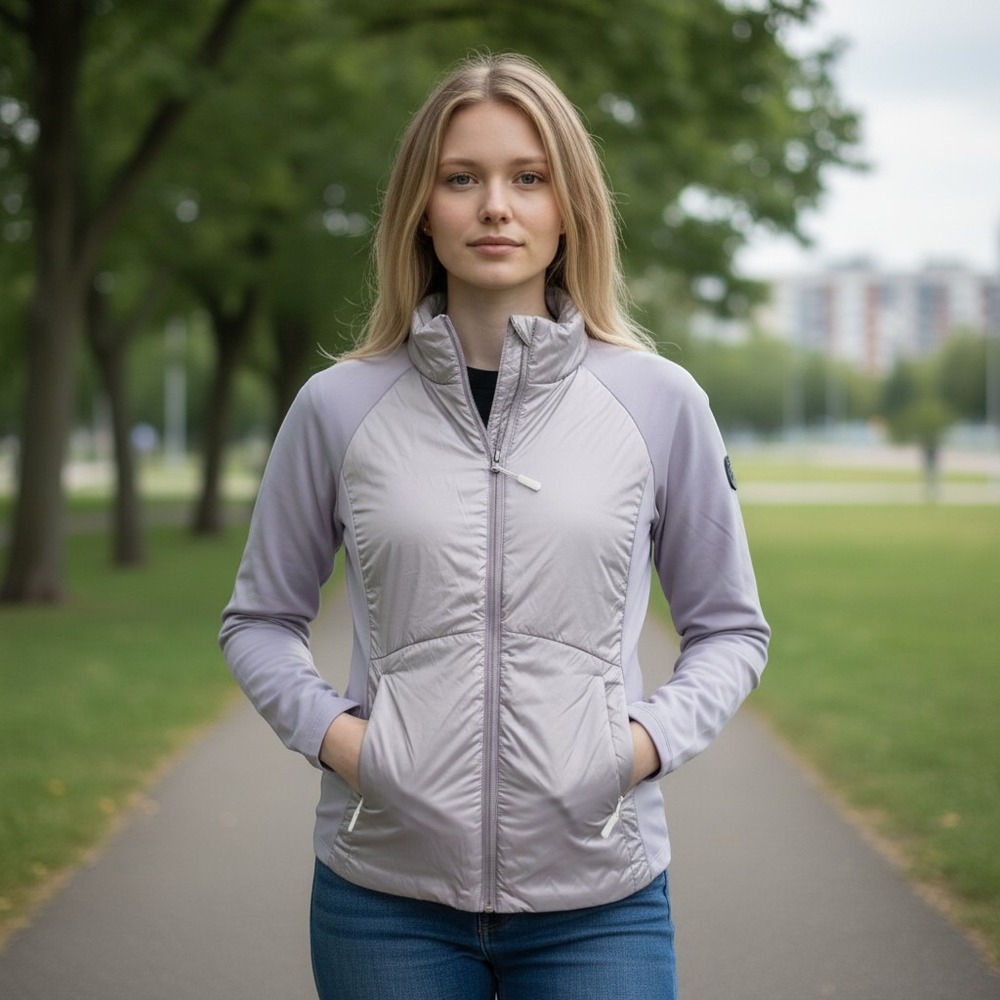 Kyodan Outdoor Womens Purple Hybrid Quilted Full Zip Jacket Medium Mock Neck Med